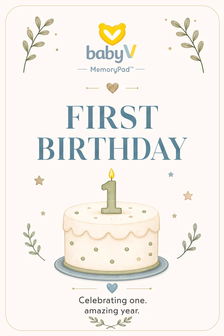 BabyV MemoryPad™ First Birthday milestone card